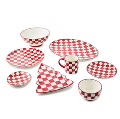 Cherry Check Breakfast Bowls, Set Of 4