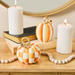 Orange Check And Stripe Petite Pumpkins, Set Of 2