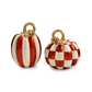 Paprika Check And Stripe Petite Pumpkins, Set Of 2