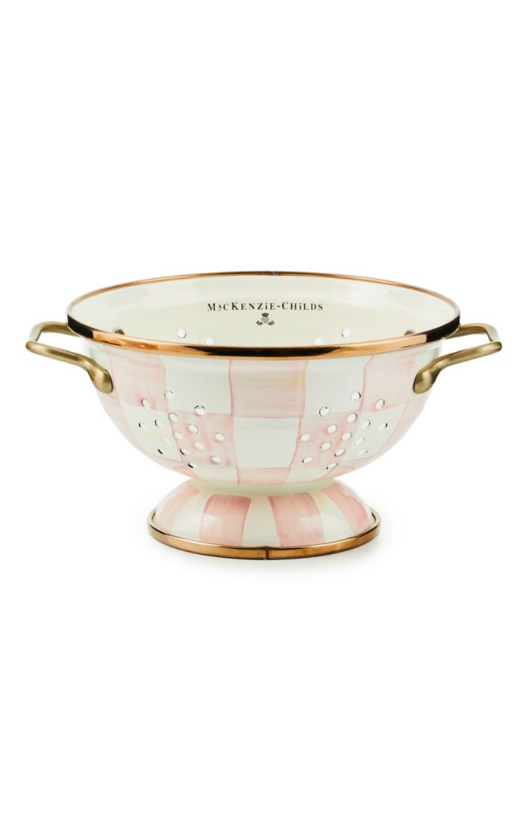 MacKenzie-Childs Rosy Check Enamel Colander - Small