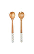 MacKenzie Childs Sterling Check Wood Salad Servers
