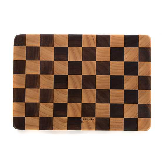 Mackenzie-Childs Check Chop Board in the color brown.