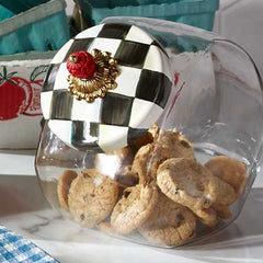 Glass Cookie Jar With Courtly Check Enamel Lid