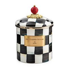 Mackenzie-Childs Courtly Check Enamel Small Canister.