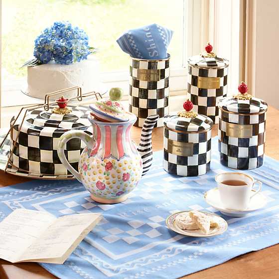 Mackenzie-Childs Courtly Check Enamel Small Canister.