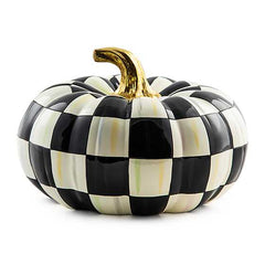 Mackenzie-Childs Courtly Check Squashed Glossy Pumpkin in size Medium.