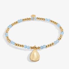 A Little Birthstone March Aqua Crystal - Gold Bracelet Front View