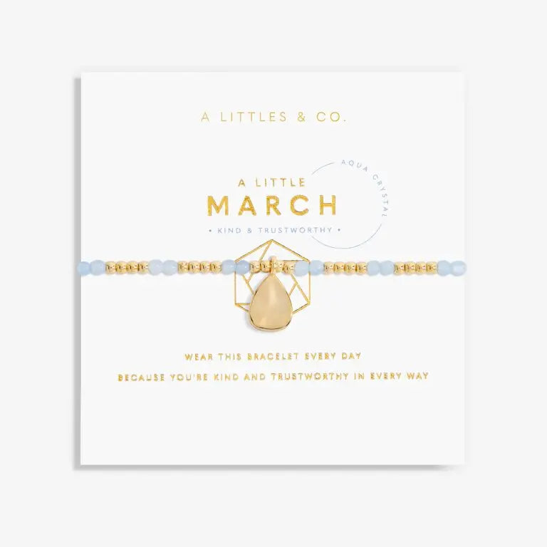 A Little Birthstone March Aqua Crystal - Gold