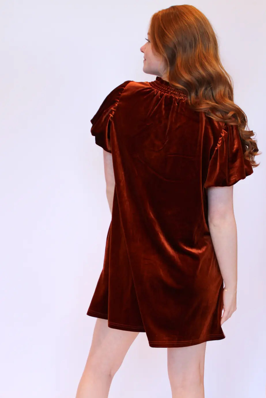 Marie Puff Sleeve Velvet Dress