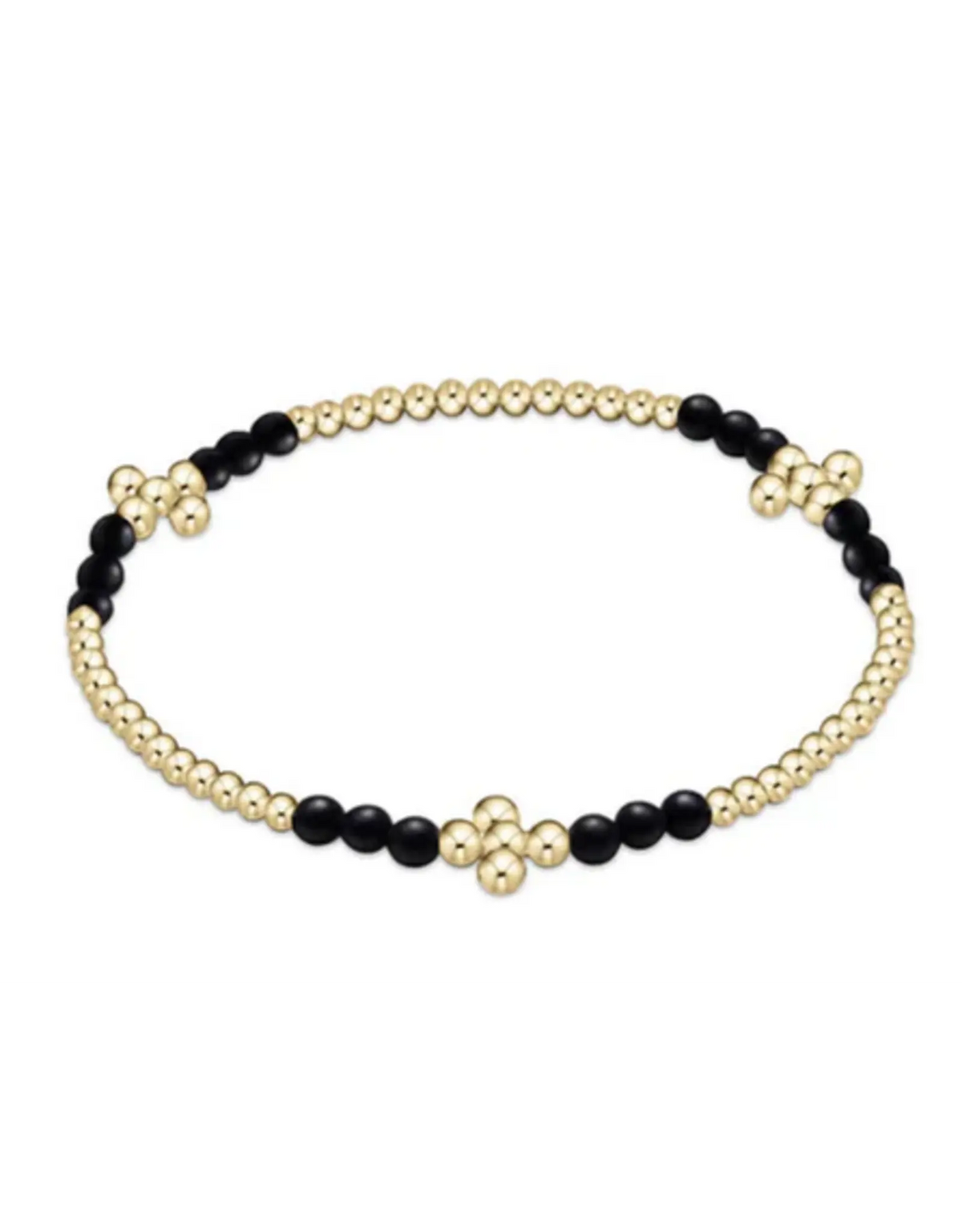 Signature Cross Gold Bliss Pattern 2.5mm Bead Bracelet - Matte Onyx