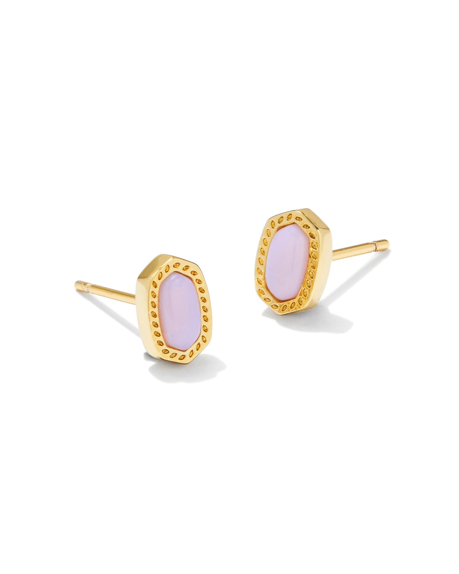 Kendra Scott Mini Ellie Stud Earrings - Gold Pink Opalite Crysyal