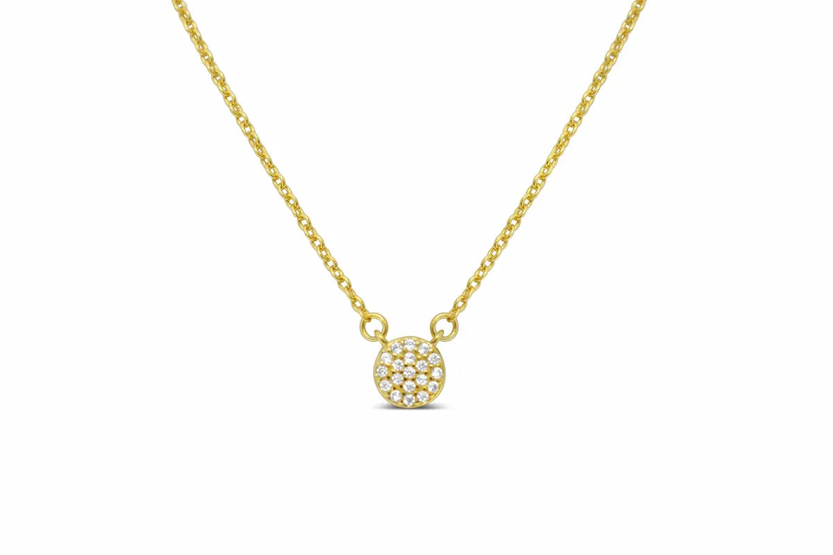 STIA Itty Bitty Pretties - Mini Pave Disk Gold Necklace