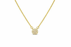 STIA Itty Bitty Pretties - Mini Pave Disk Gold Necklace