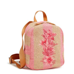Vera Bradley Mini Straw Backpack - Candy Pink Stripe Straw