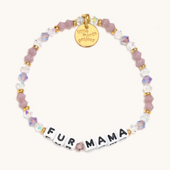 Bead bracelet from Little Words Project that reads, "Fur Mama."
