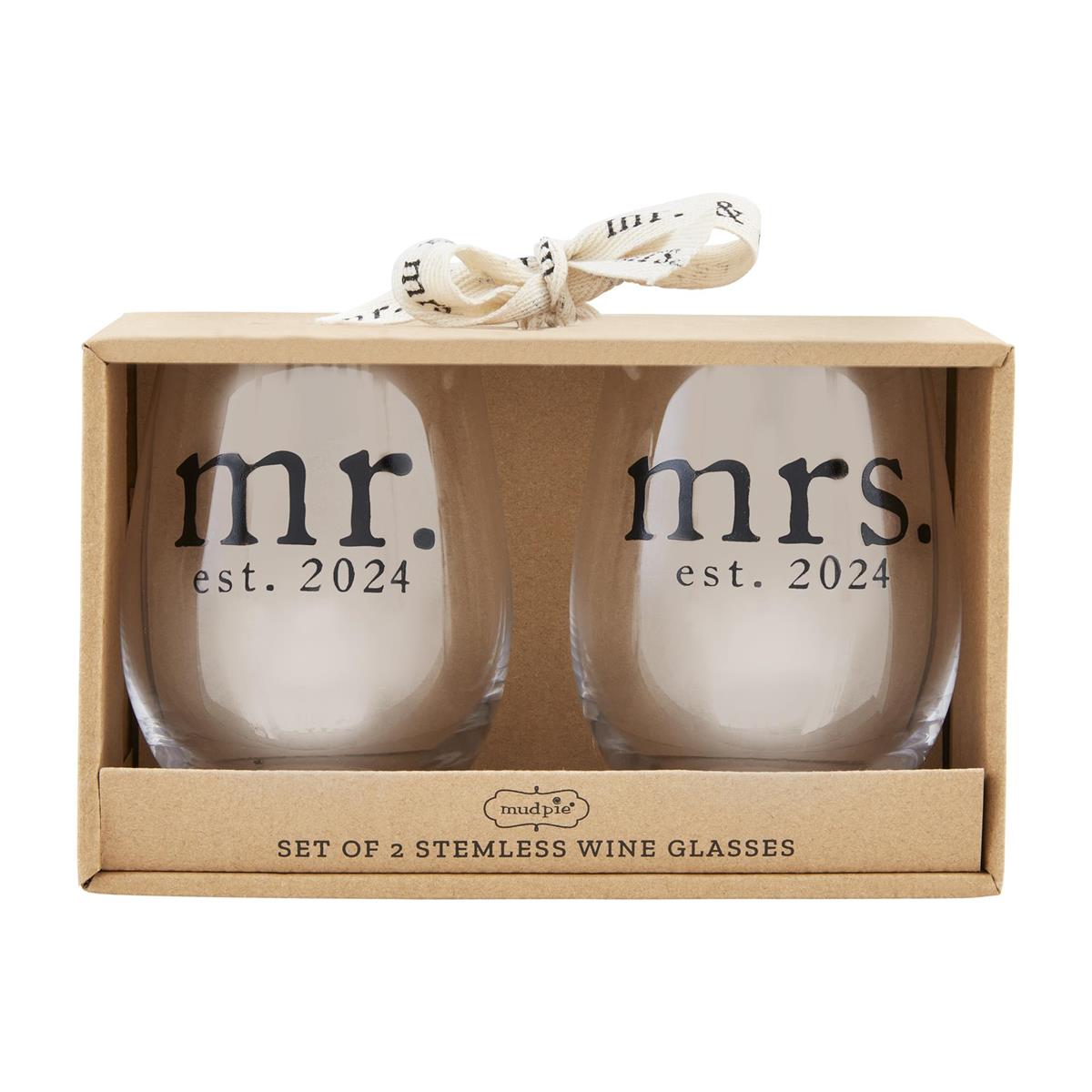 Mr. & Mrs. Est. 2024 Wine Glass Set