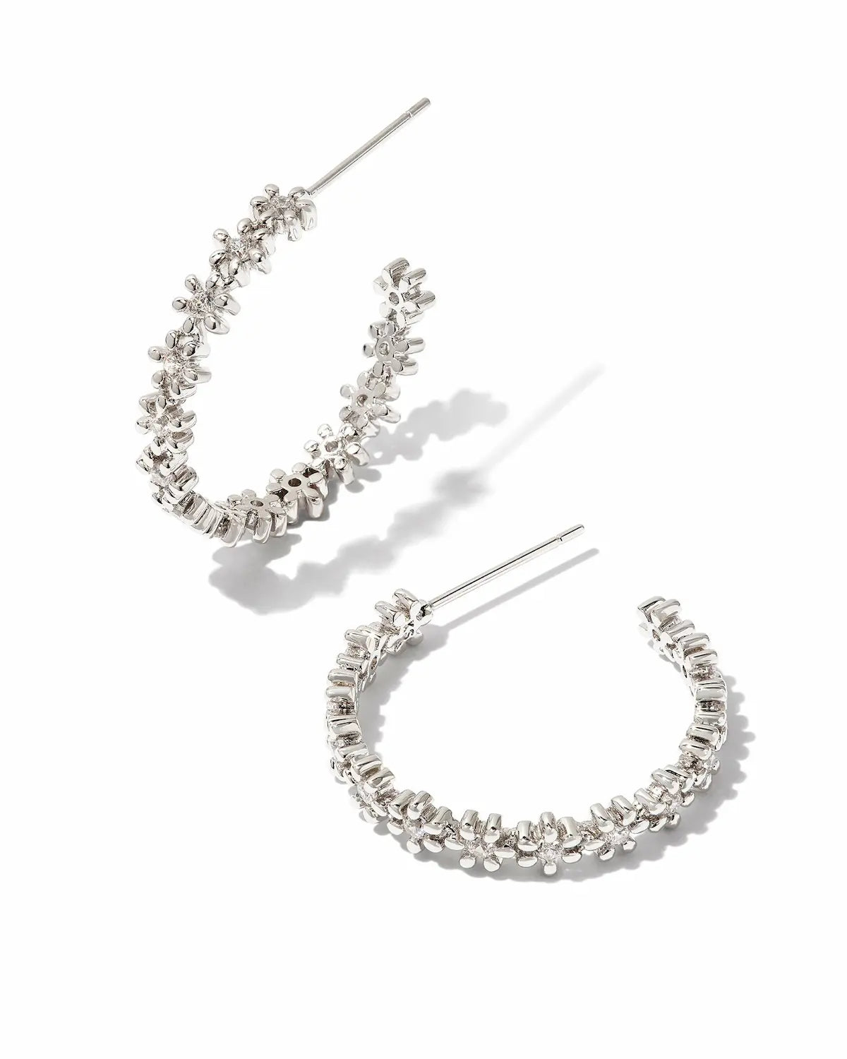 Nydia Hoop Earrings in Silver White Crystal - From Kendra Scott