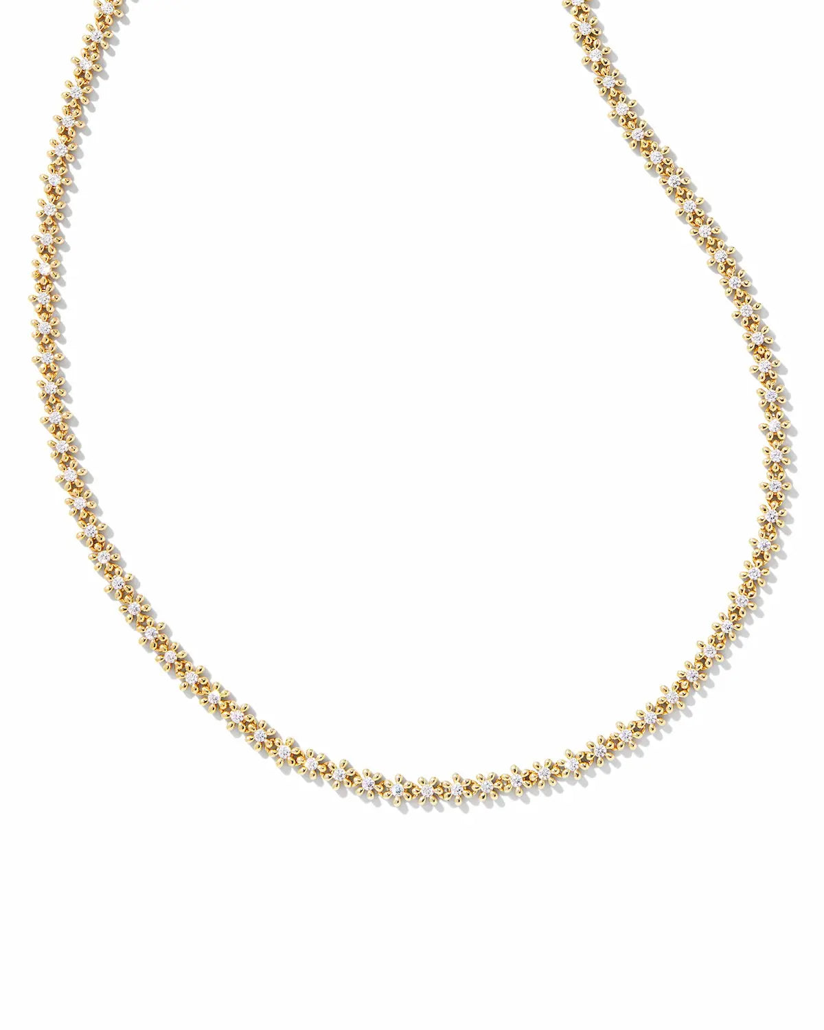 Nydia Strand Necklace in Gold White Crystal from Kendra Scott.