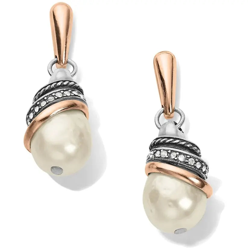 Neptune's Rings Pearl Teardrop Earrings Front View