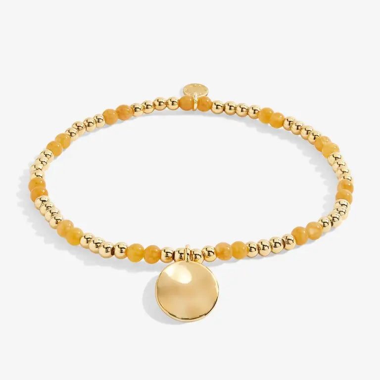 A Little Birthstone November Yellow Quartz - Gold Bracelet Front View