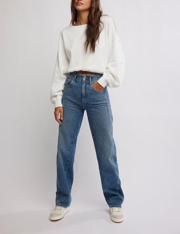 Women's straight leg blue jeans from the brand Free People.