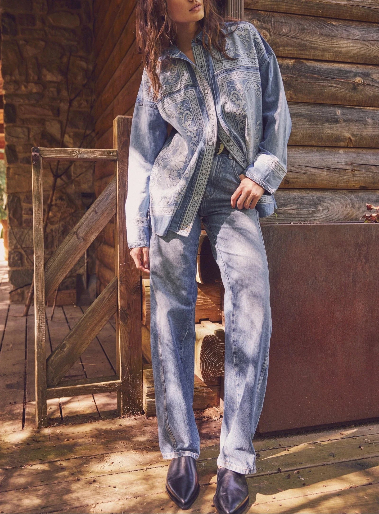 Women's straight leg blue jeans from the brand Free People.