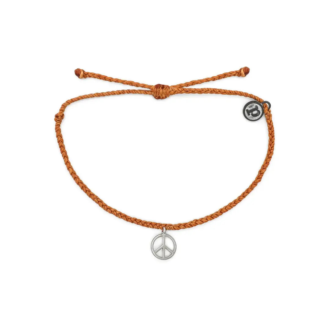 Peace Sign Bracelet Silver Burnt Orange Front View