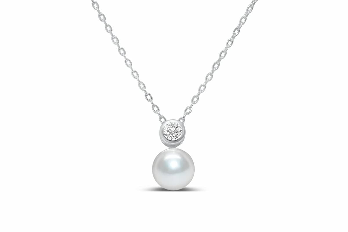 Stia Jewelry Pearl Bezel CZ Silver Necklace
