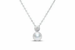 Stia Jewelry Pearl Bezel CZ Silver Necklace