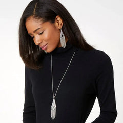 Pebble Disc Fringe French Wire Earrings Model View