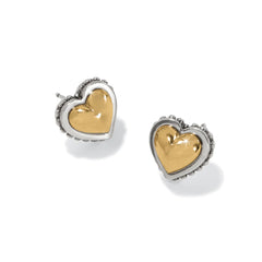Pretty Tough Heart Petite Two Tone Post Earrings Side View