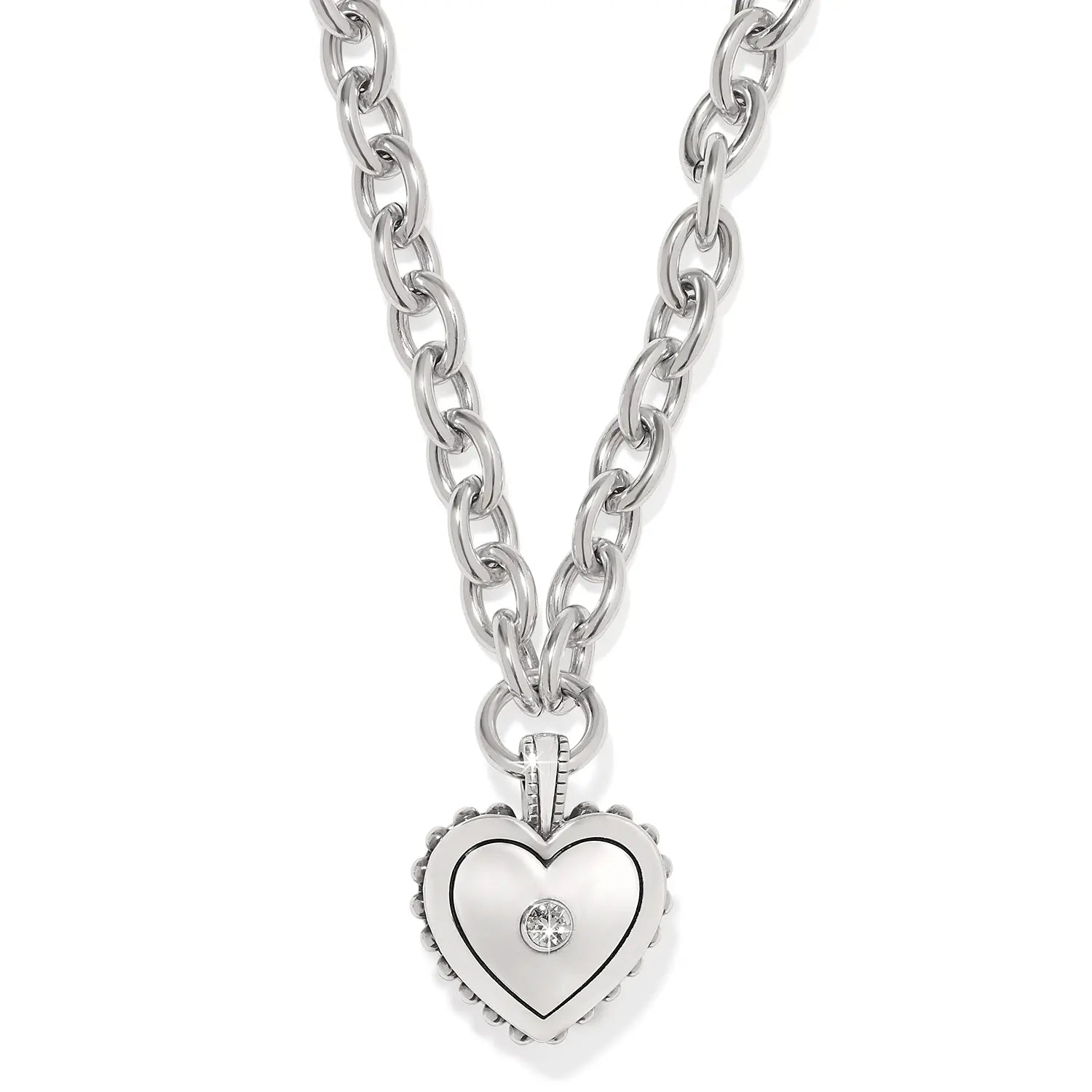 Pretty Tough Bold Heart 2 Tone Necklace Back View