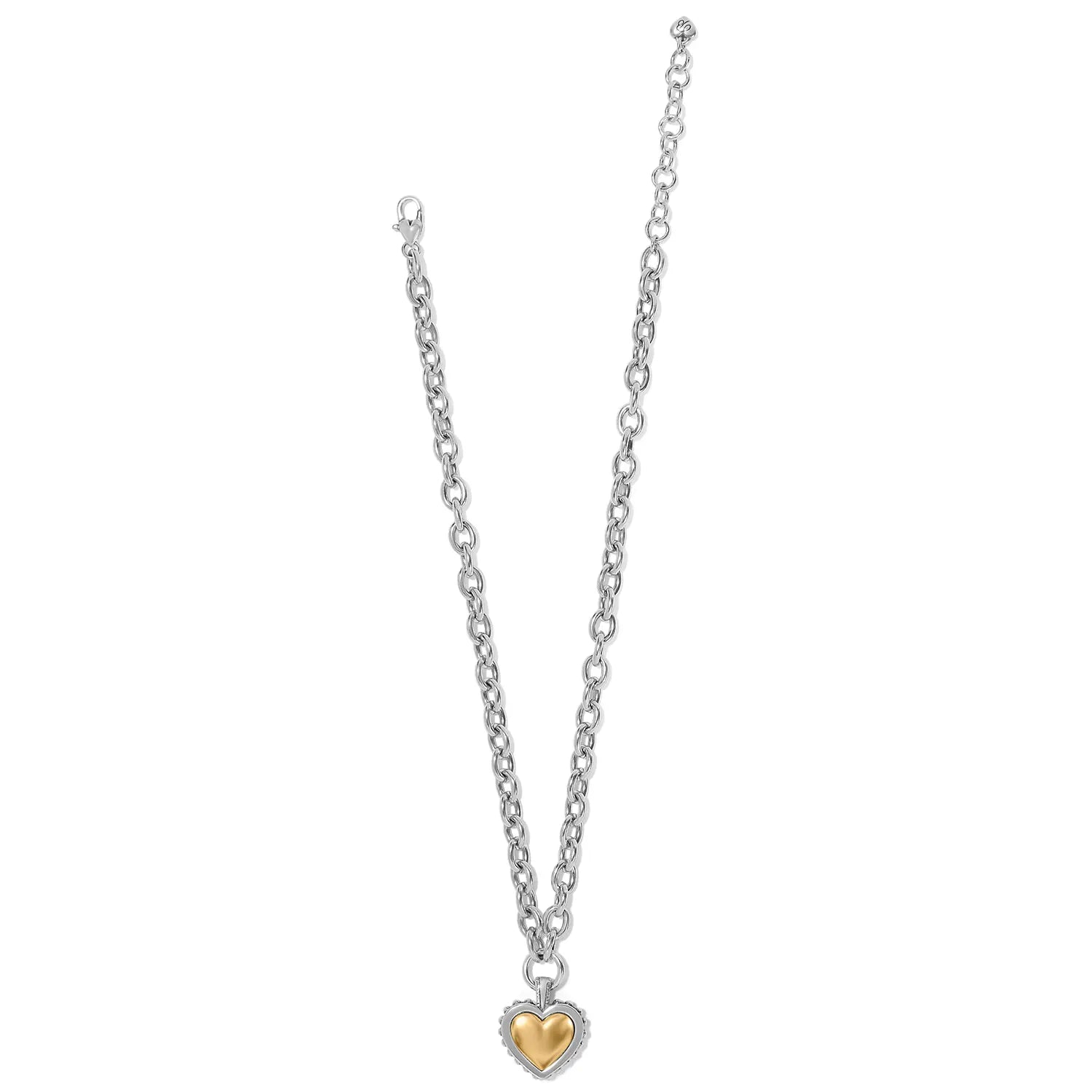 Pretty Tough Bold Heart 2 Tone Necklace Length View