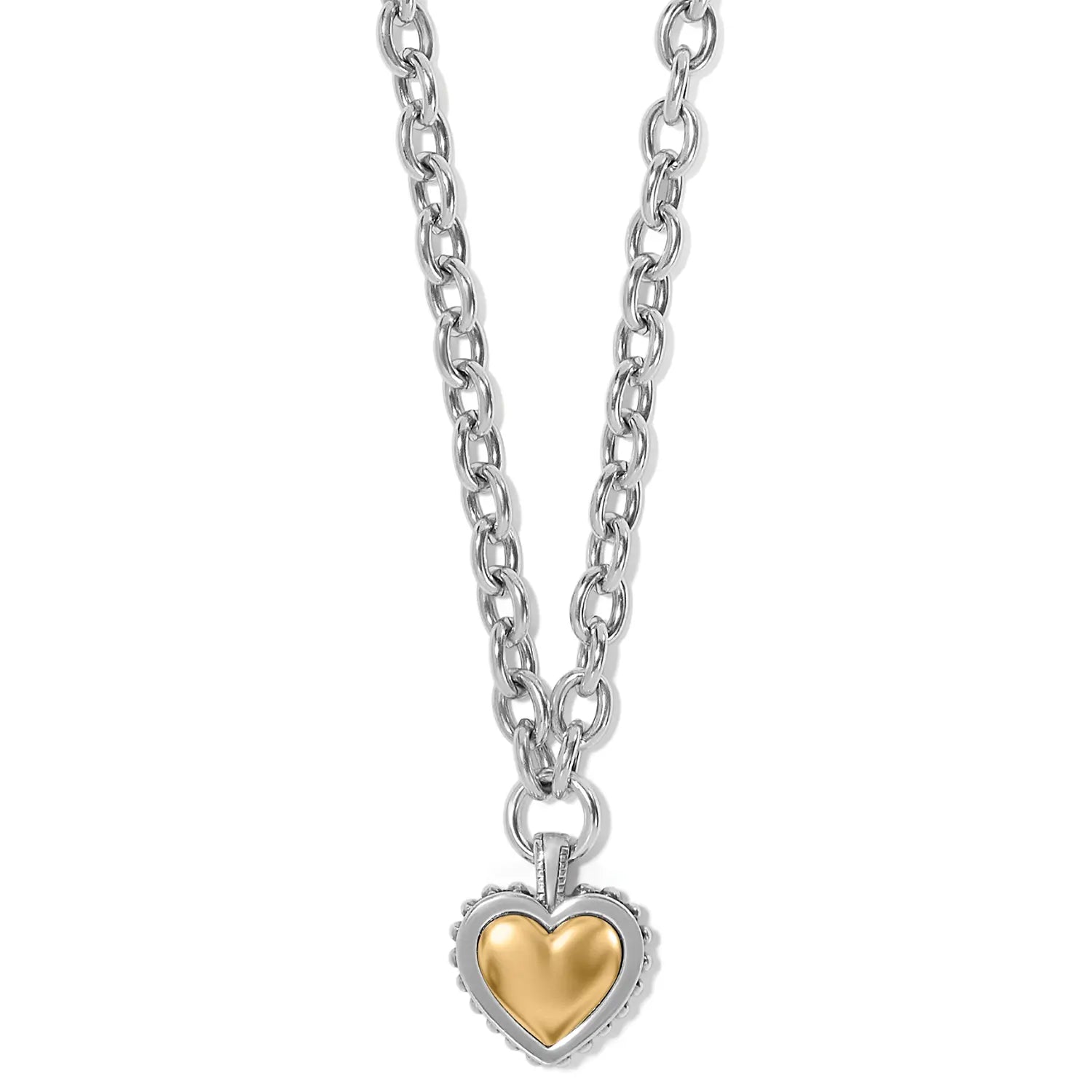 Pretty Tough Bold Heart 2 Tone Necklace Front View
