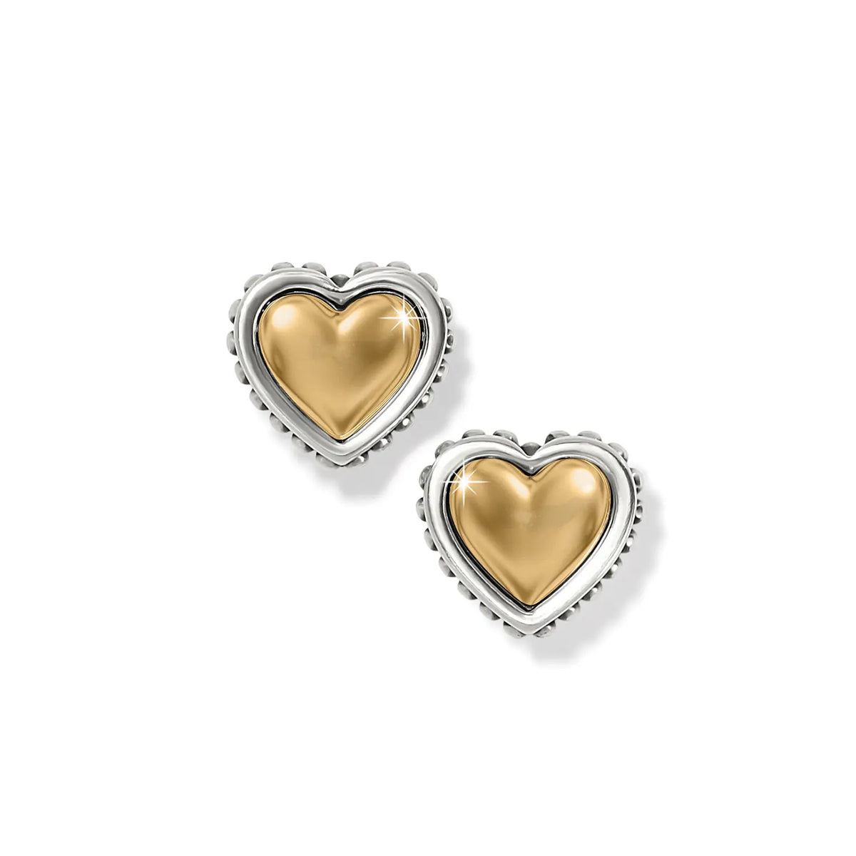 Pretty Tough Heart Petite Two Tone Post Earrings Front View