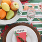 Over head view of a Nora Fleming Christmas table
