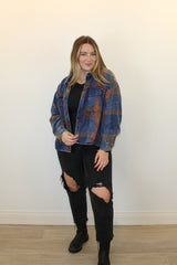 Red/Blue Buffalo Plaid Washed Flannel Terry Pat