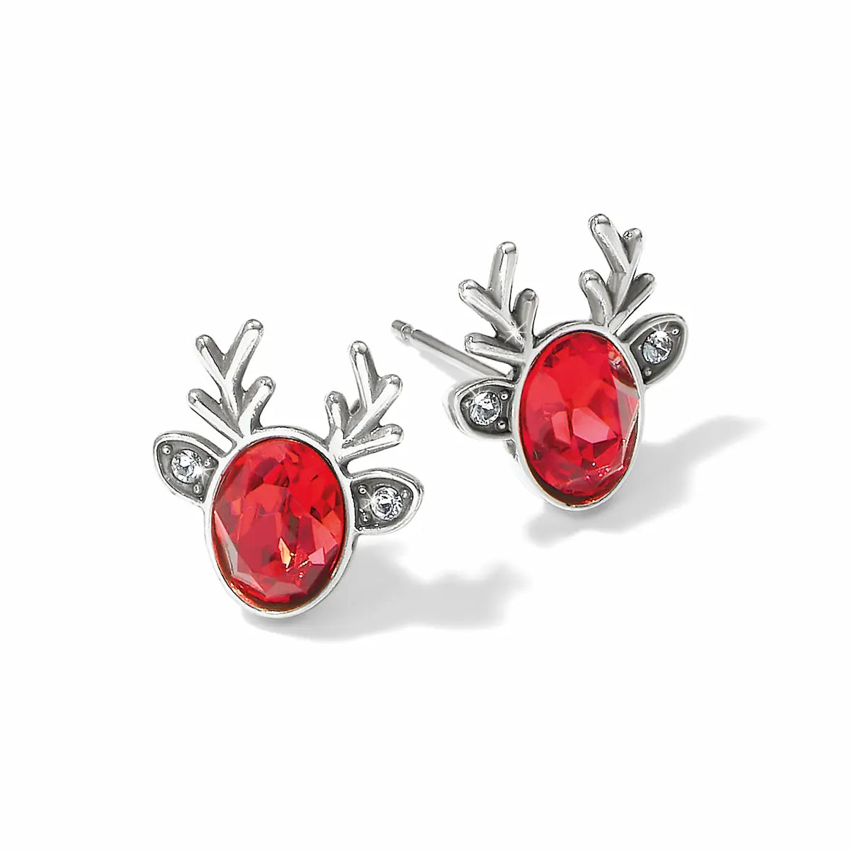 Reindeer Glitz Red Mini Post Earrings in Silver and Red
