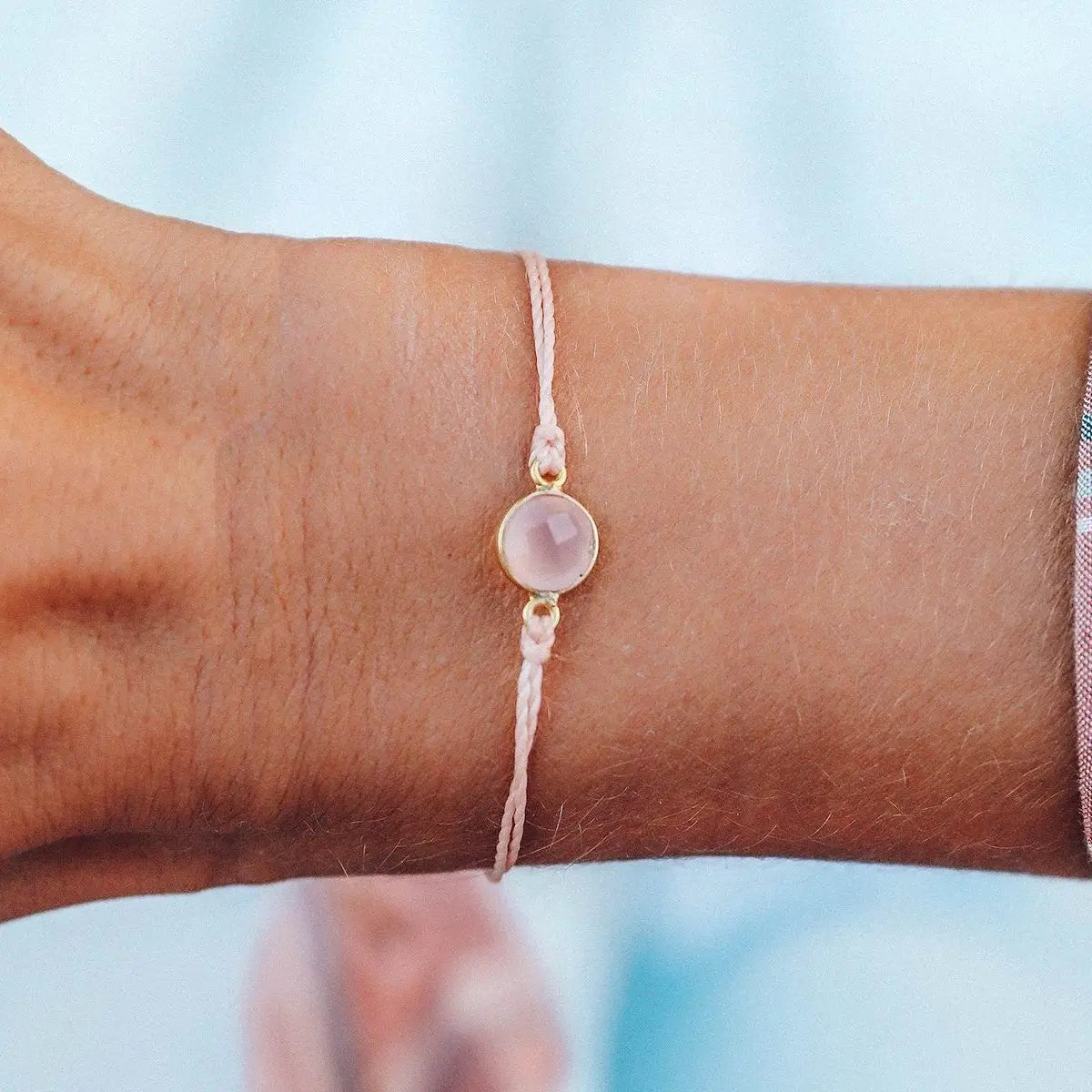 Gold Rose Quartz Bracelet Arm View