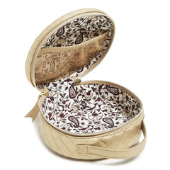 Round Travel Case Champagne Gold Pearl Pattern View