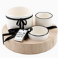 Trio Ceramic Bowls With Wood Base