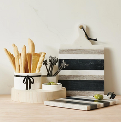 Trio Ceramic Bowls With Wood Base