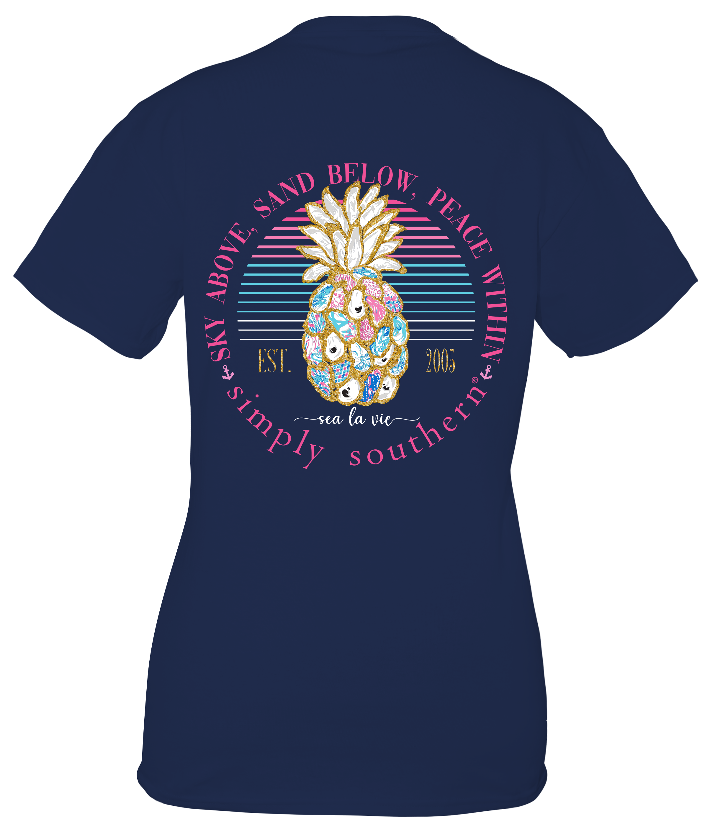 Simply Southern Women's Pineapple Oyster Short Sleeve Tee showing the back logo.