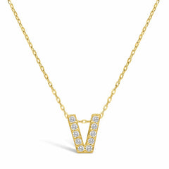 STIA Jewelry Letter Of Mine, Let It Shine Initial Necklace - V