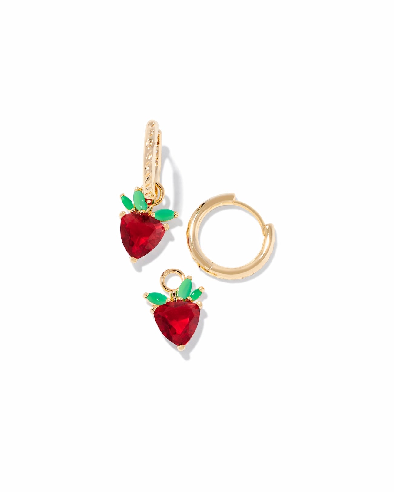 Strawberry Huggie Earrings in Gold Dark Pink Crystal - From Kendra Scott