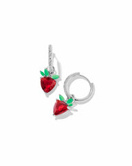 Strawberry Huggie Earrings in Silver Dark Pink Crystal - From Kendra Scott