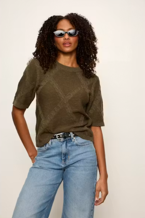 Diamond Stitch Sweater Tee