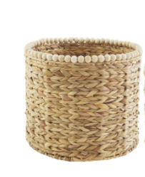 Mud Pie Hyacinth Beaded Basket Large