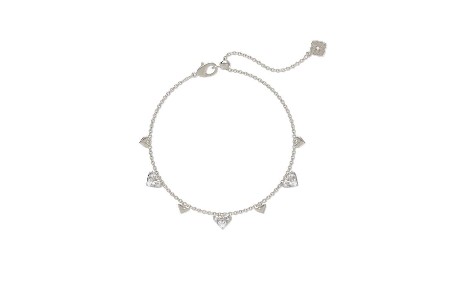 Haven Heart Crystal Chain Bracelet Silver White Cz