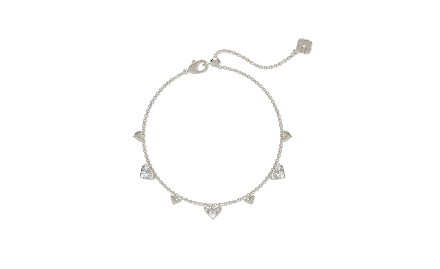 Haven Heart Crystal Chain Bracelet Silver - White Crystal